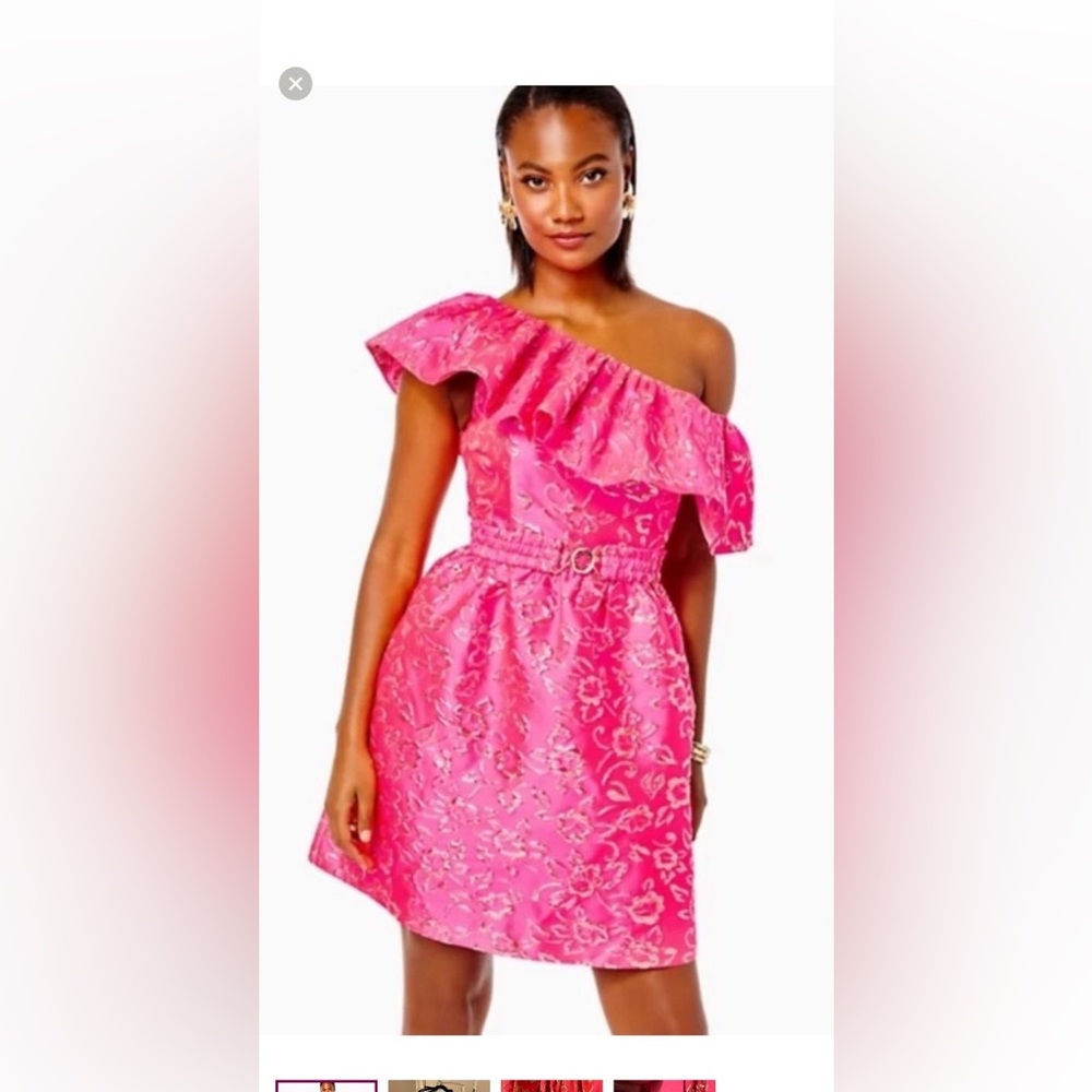 Lilly Pulitzer Fuchsia and Gold Floral Dress